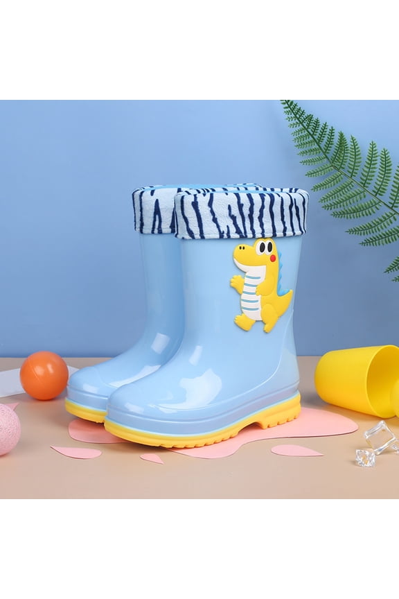 Rain Boots Waterproof Lightweight EVA Rain Shoes with Fleece Lined for Toddler Girls Boys Non-Slip Sole Waterproof Easy-On Boots(4-9Years)