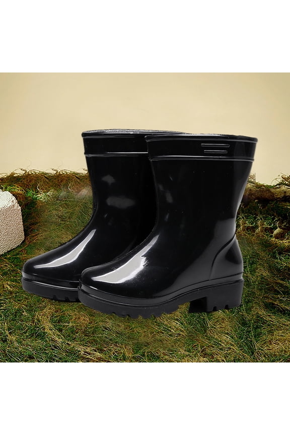 Rain BootsShort rain Boots Easy-on Lightweight and Waterproof Non-Slip Sole All-Weather Comfortable Unisex Rain Shoes Soft Rubber Boots