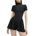 thumbnail image 1 of Caywon Scrunch Detail Womens Bodysuit Jumpsuit Rompers with Stretch Fabric Shorts Figure Hugging Fit Comfortable Material Black M, 1 of 6