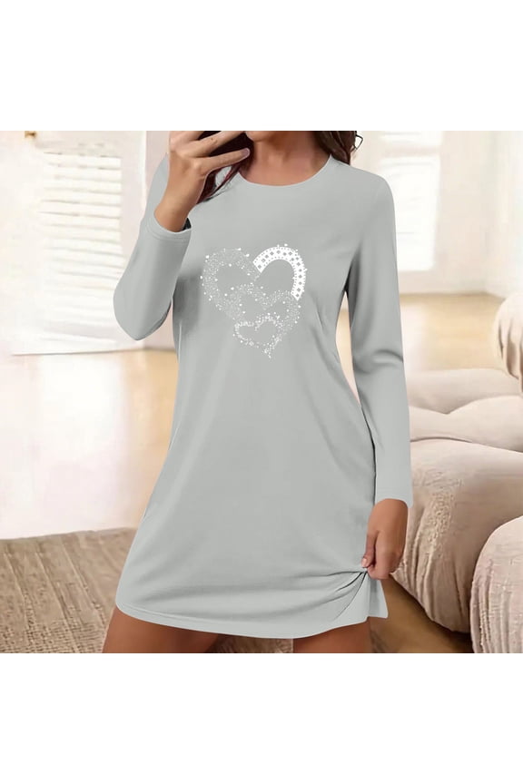 Sleep Shirts for Women Soft Short Sleeve Night Shirts for Women Sleepwear Loose Fit Print Sleep Shirt Casual Short Sleeve Crew Neck Sundress