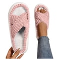 thumbnail image 1 of Caywon Slippers for Women Foam House Bedroom Corduroy Crossbands Slipper Slides Comfy Open Toe Indoor Womens Slip On Slipper Shoes, 1 of 7