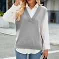 thumbnail image 1 of Caywon Spring Summer Women's Waistcoat Fashion Casual Sleeveless Waistcoat Slim Fit V-Neck Knit Sweater Top for Office Casual Daily Wear, 1 of 6