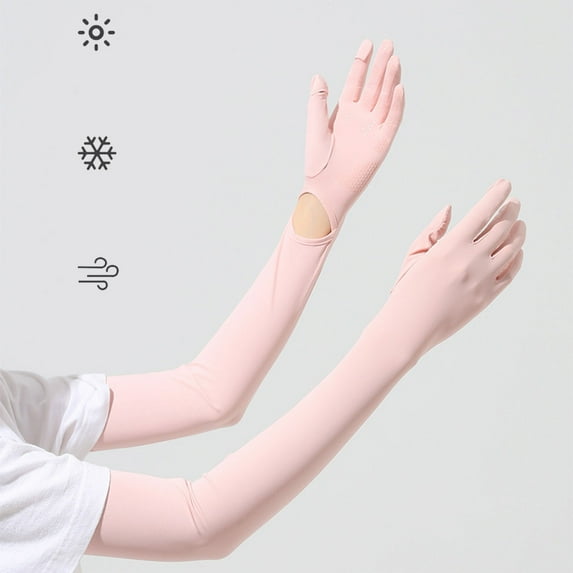 Caywon Summer-UV-Sun-Protection Gloves Long Driving-Gloves Sunblock Non Slip Full Finger Outdoor Arm Gloves for Women Cycling