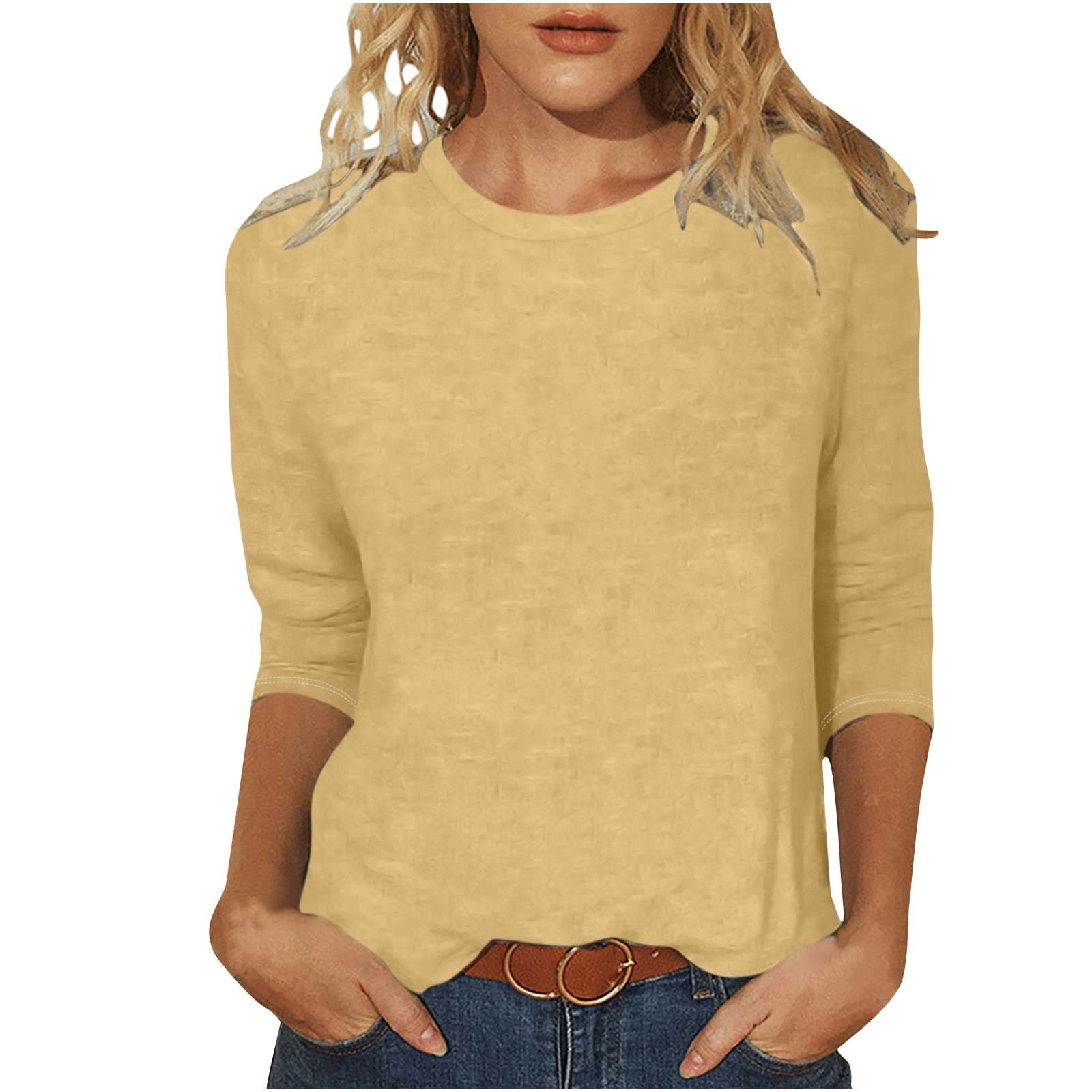 Women Yellow Three-Quarter Sleeves Gathered Or Pleated Top