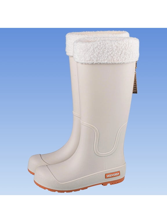 Warm Rain Boots for Women Waterproof Garden Shoes Non-Slip Knee-high Mud boots Ladies Tall Rubber Boots Lightweight Outdoor Work Booties