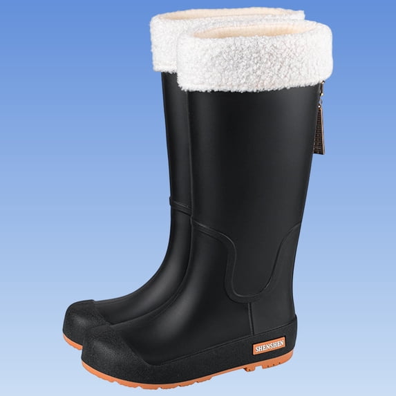 Caywon Warm Rain Boots for Women Waterproof Garden Shoes Non-Slip Knee-high Mud boots Ladies Tall Rubber Boots Lightweight Outdoor Work Booties