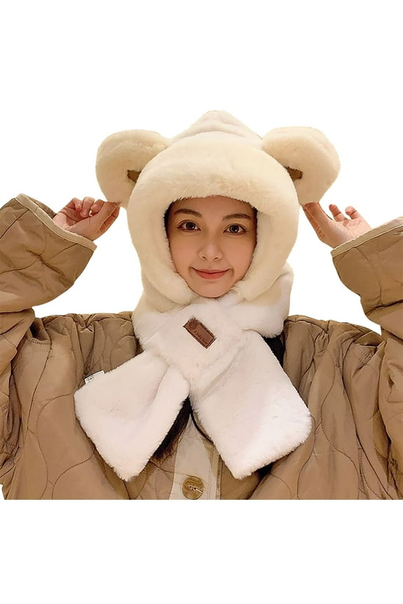 Winter Hook Hat and Neck Warmer Set for Adult Soft Stretchy Beanie Scarf Combo Fashionable Warm Accessories with Warm Knit Fleece Lined