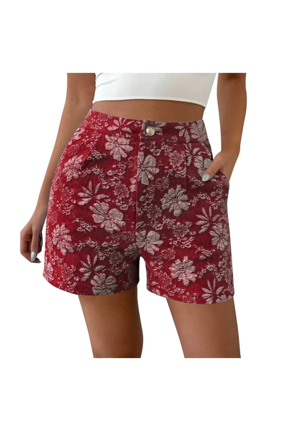 Women Casual Shorts Textured Fabric High Waisted Design Straight Leg Fit Comfortable Waistband Breathable Material Everyday Wear Solid Color Palettes Versatile Look Flattering