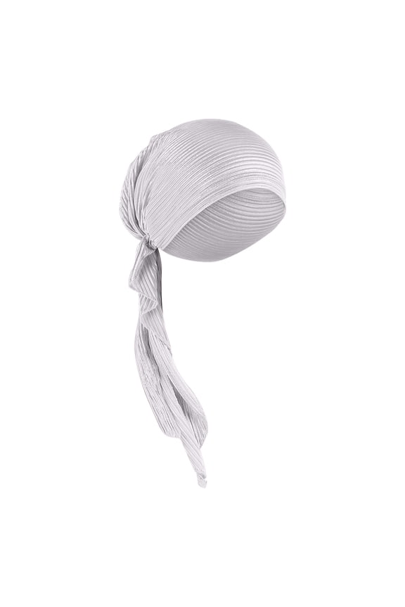 Women Muslim Indian Turban Pleated Glitter Shiny Bonnet Chemo Cap Hijab Hair Loss Hat Cover Headscarf Wrap Caps(Silver,One Size)