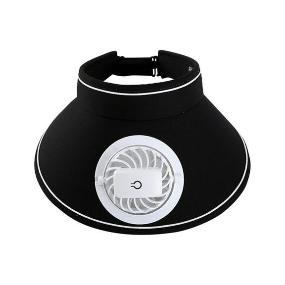 Caywon Women Cool Fan Hat Bandage Style Construction Built In Rechargeable Ventilation System Wide Sun Visor Protective Hat Lightweight Breezy Outdoor Necessary Black