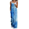 thumbnail image 1 of Caywon Women Fashion Casual Loose Fit Printed Pattern Pockets Sleeveless Back Strap Jumpsuit One Piece Romper Comfortable Lightweight Fabric Relaxed Light Blue L, 1 of 5