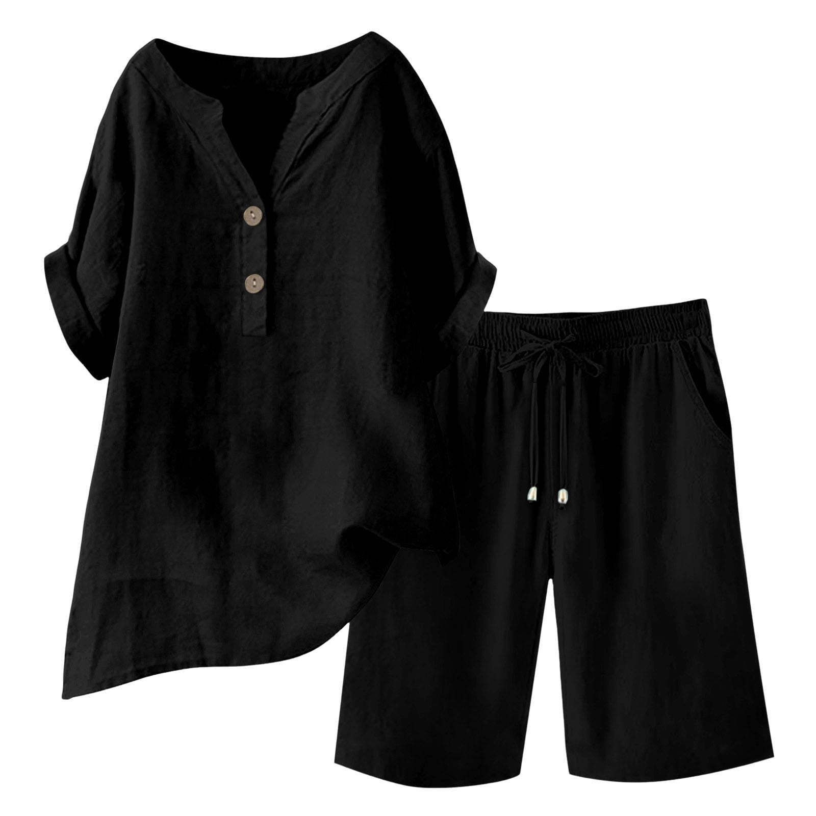 Men And Women Fashion Casual Cotton Short-sleeved Shorts Home Wear Set