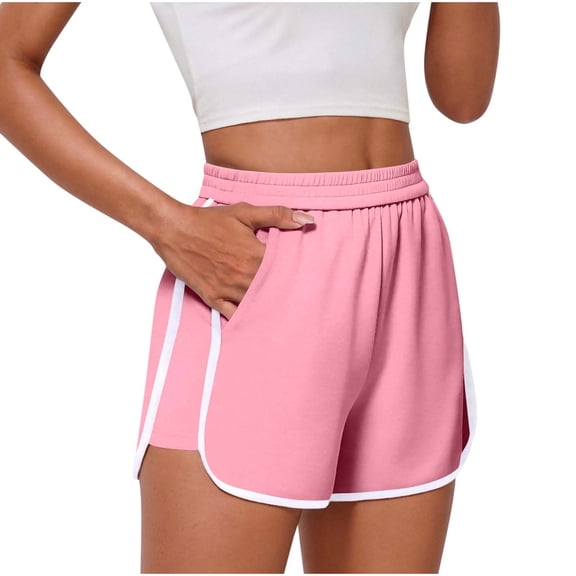 Caywon Women Loose Shorts Solid Color Thin Fabric Casual Style Sports Wearable Design Elastic Waist Comfort Fit Everyday Breathable Material Versatile Summer