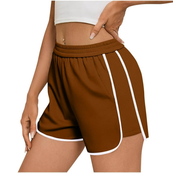 Caywon Women Loose Shorts Solid Color Thin Fabric Casual Style Sports Wearable Design Elastic Waist Comfort Fit Everyday Breathable Material Versatile Summer