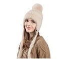 thumbnail image 1 of Caywon Women's Autumn Winter Outdoor Cold-Proof Warm Knit Wool Hat Large Head Circumference,Fleece Lined with Ear Protection,Stylish Beanie Cold Weather Headwear, 1 of 5