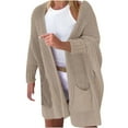 thumbnail image 1 of Caywon Women's Cardigan Sweater Mid-Length Knit Top Solid Color Plus Size with Pockets Coat Oversized Fit Spacious Pockets for Daily Wear, 1 of 6