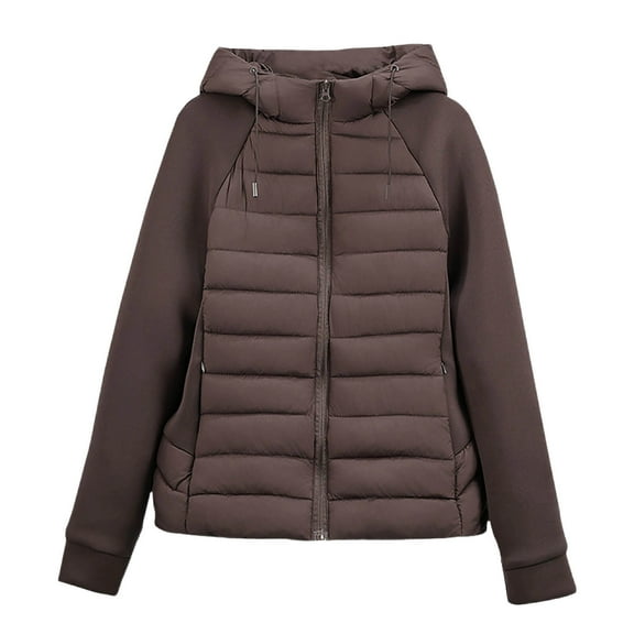 Caywon Women's Casual Long Sleeve Hooded Solid Color Pocket Zipper Winter Coat Long Sleeve Coat Hooded Warm Zipper Closure