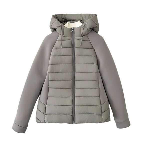 Caywon Women's Casual Long Sleeve Hooded Solid Color Pocket Zipper Winter Coat Long Sleeve Coat Hooded Warm Zipper Closure