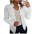 thumbnail image 1 of Caywon Women's Casual Long Sleeve Solid Color Sequin Top Blazer Jacket Stylish Sequin Detail Blazer for Parties Events and Casual Gatherings Versatile Jacket White XL, 1 of 6