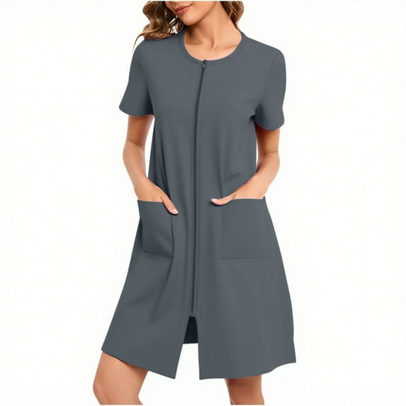 Caywon Women's Casual Loose Short Sleeve Homewear Soft Comfortable Sleepwear Robe Nightdress for Ladies Home Daily Night Wear