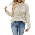 thumbnail image 1 of Caywon Women's Casual Solid Color Sweater Long Sleeve Round Neck Pullover Knit Sweater Classic Round Neck Design for Spring Autumn Winter Daily Wear, 1 of 3