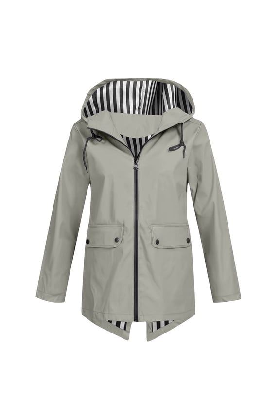 Women's Casual Top Outdoor Jacket Zippered Pocket Waterproof Hooded Jacket for Outdoor Activities and Daily Casual Wear