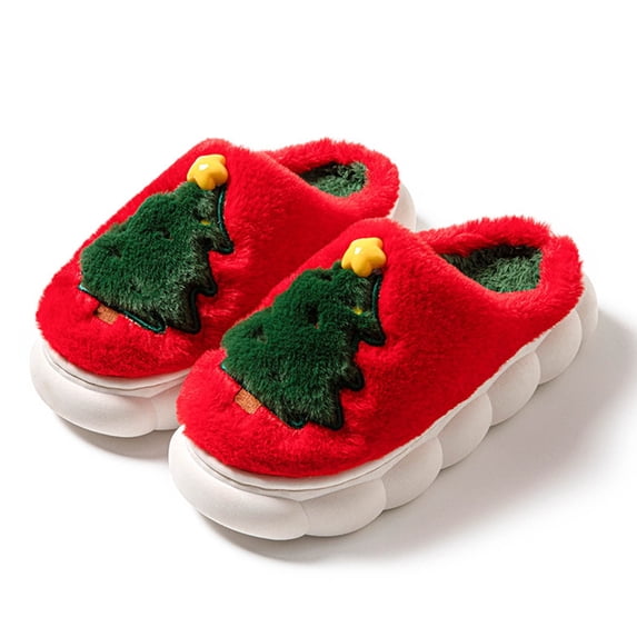 Caywon Women's Christmas Cotton Slippers Printed Autumn Winter Warm Casual Home Outdoor Women's Slippers Festive Print Design Suitable for Cold Weather Indoor Relaxation and Outdoor Short Trips