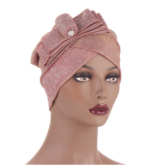 Caywon Women's Beading India Headscarf Muslim Trendy Solid Color Ruffle All Packaged Spring Summer Hat Beanie Wrap Cap(Red,One Size)