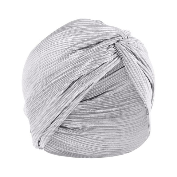 Caywon Women's Beading India Headscarf Trendy Solid Color Ruffle All Packaged Spring Summer for Daily Wear Soft Headband(Silver,One Size)