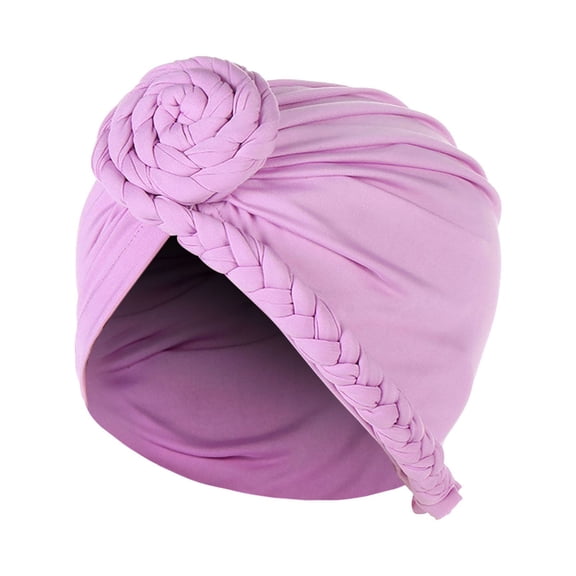 Caywon Women's Flower Shape India Headscarf Trendy Solid Color Ruffle All Packaged Spring Summer Soft Muslim Headband(Purple,One Size)