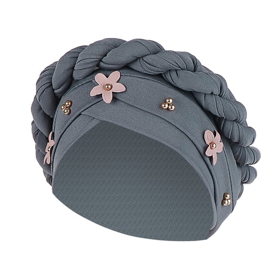 Caywon Women's Satin Headscarves Spring summer Flower pattern embroidery Microfiber Breathable Fashionable and elegant style Headbands(Gray,Free Size)