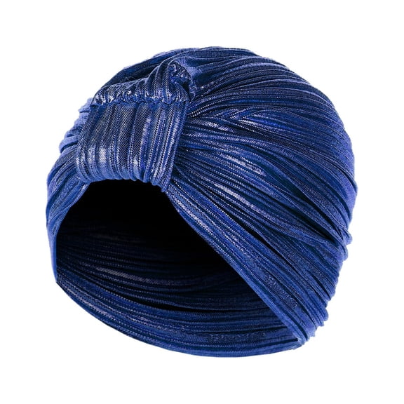 Caywon Women's Simulated Hair Shape Headscarf Trendy Solid Color Ruffle All Packaged Spring Summer Soft Muslim Headband(Blue,One Size)