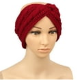 thumbnail image 1 of Caywon Women's Solid Color Head Fashion Keep Warm Winter Foldable Women Knit Ladies Thick Headwraps Fashion Headband(Red,Free Size), 1 of 3