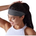 thumbnail image 1 of Caywon Women's Trendy Solid Color Headscarf Summer Yoga Fitness Running Training Elastic Non slip Fitness Breathable Hair Headband(Dark Gray,Free Size), 1 of 7