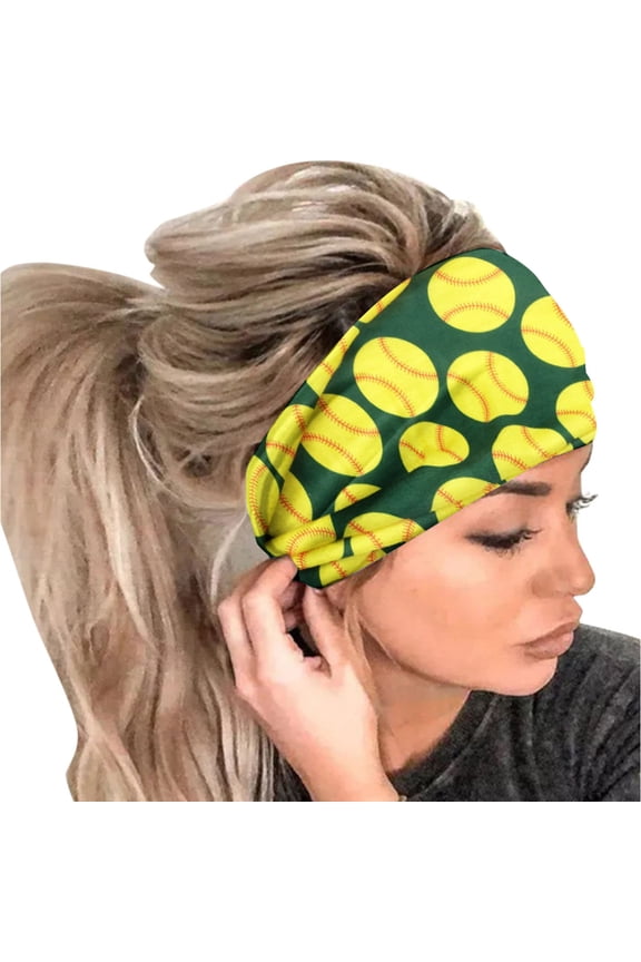 Women's Trendy Sports style fashion print Headscarf Summer Fitness Running Training Elastic Non slip Fitness Breathable Hair Headband(Green,Free Size)