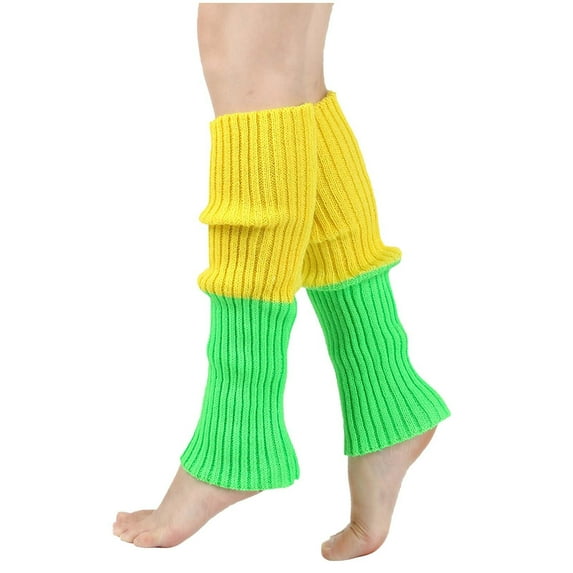 Caywon Women's Color Block Leg Warmers Warm Knitted Leg Warmers Yoga Leg Warmers Knee-High Socks Winter Slouch Socks Foot Warmers Soft and Cozy