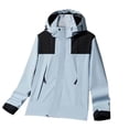 thumbnail image 1 of Caywon Women's Color Block Long-Sleeve Zippered Pocket Hooded Jacket Windproof Waterproof Fleece Lined Warm Outdoor Jacket Ideal for Cold Weather, 1 of 5