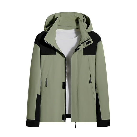 Caywon Women's Color Block Long-Sleeve Zippered Pocket Hooded Jacket Windproof Waterproof Fleece Lined Warm Outdoor Jacket Ideal for Cold Weather