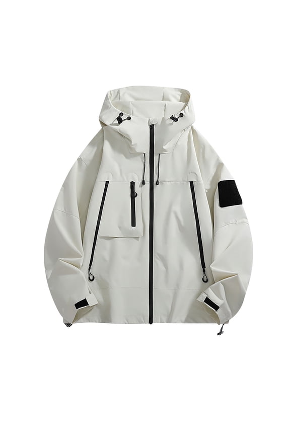 Women's Color Block Long-Sleeve Zippered Pocket Hooded Jacket Windproof Waterproof Fleece Lined Warm Outdoor Jacket Ideal for Cold Weather