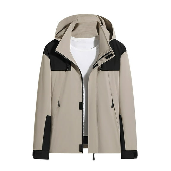 Caywon Women's Color Block Long-Sleeve Zippered Pocket Hooded Jacket Windproof Waterproof Fleece Lined Warm Outdoor Jacket Ideal for Cold Weather