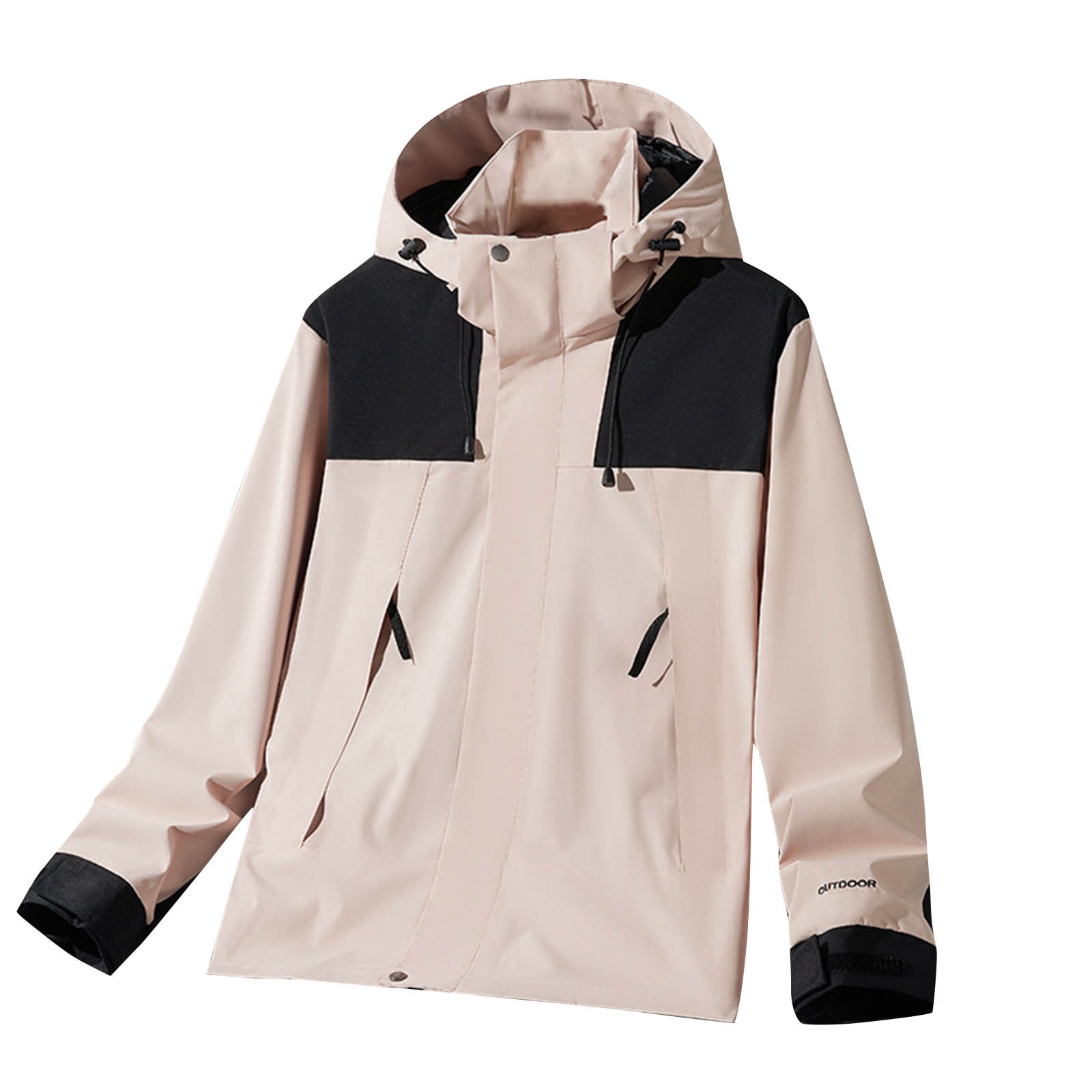 Women's Loose Cotton Jacket Color Block Pocket Casual Jacket