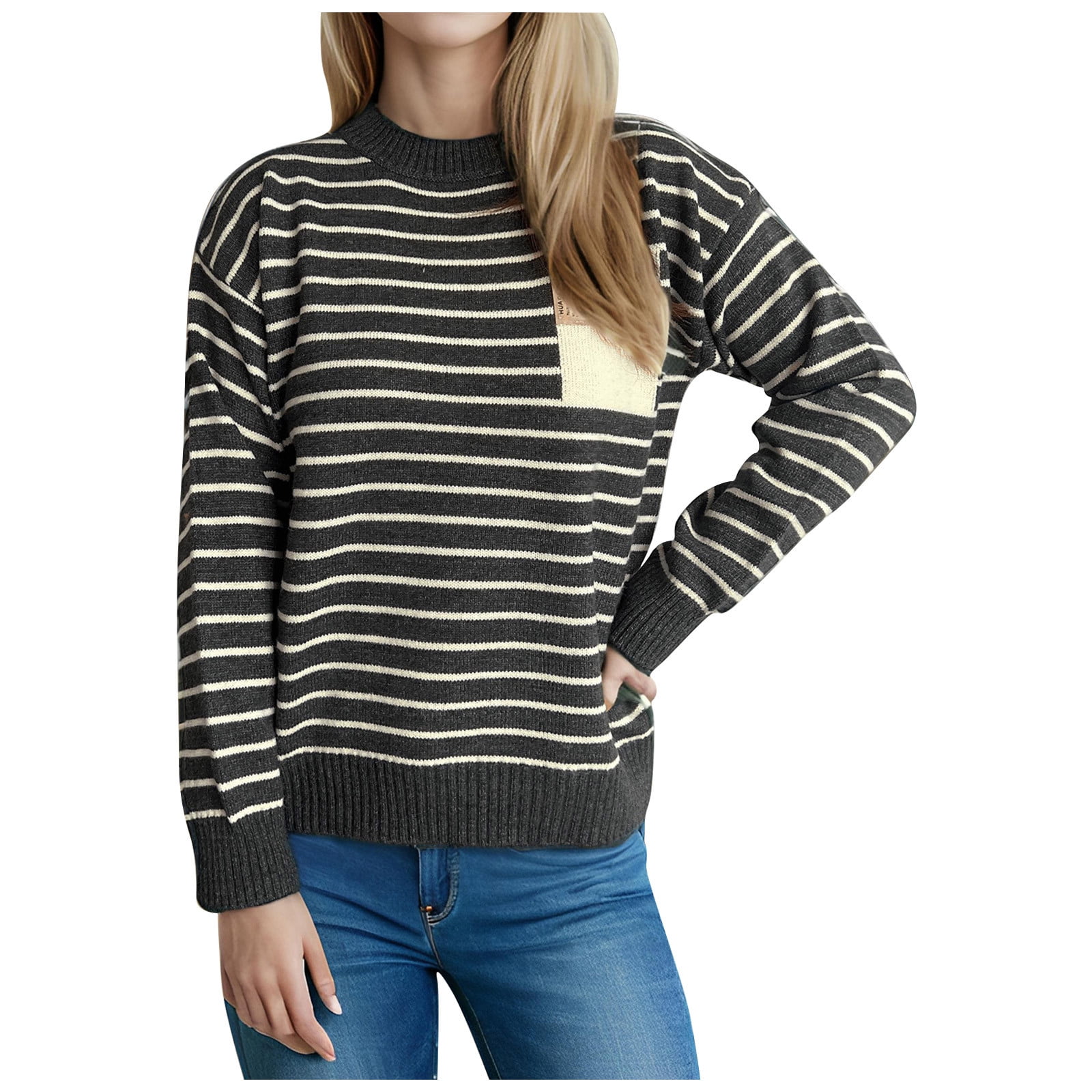 Dotted Colorblock Lantern Sleeve Sweater
