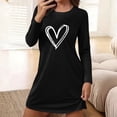 thumbnail image 1 of Caywon Women's Crew Neck Long Sleeve Short Nightgown Chest Heart Print Loose Fit Sleep Dress Cute Comfortable Nightwear for Bedroom Home Use, 1 of 5