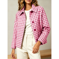 thumbnail image 1 of Caywon Women's Cropped Plaid Button-Up Jacket with Drop Shoulder and Side Pockets, Loose Cut Casual Outwear for Spring and Fall Vacation Travel, 1 of 7