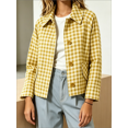 thumbnail image 1 of Caywon Women's Cropped Plaid Button-Up Jacket with Drop Shoulder and Side Pockets, Loose Cut Casual Outwear for Spring and Fall Vacation Travel, 1 of 7