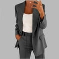 thumbnail image 1 of Caywon Women's DOUBLE-Piece Blazer OUTFIT Set with Notch Lapel Long Sleeve Open Front Jacket and Elastic Waist Straight-Leg Pants Casual Daily Wear Outcut, 1 of 5
