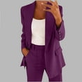 thumbnail image 1 of Caywon Women's DOUBLE-Piece Blazer OUTFIT Set with Notch Lapel Long Sleeve Open Front Jacket and Elastic Waist Straight-Leg Pants Casual Daily Wear Outcut, 1 of 5