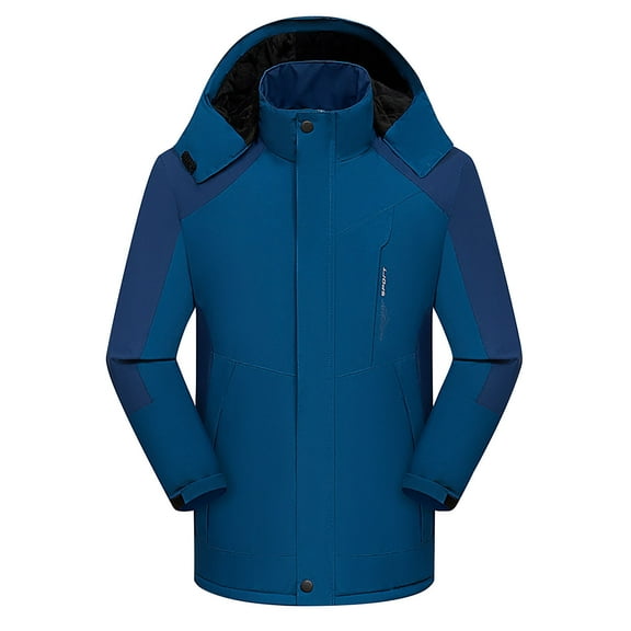 Caywon Women's Detachable Hood Waterproof Windproof Thickened 3-in-1 Jacket Outdoor Sports Warm Coat Long-Sleeve Hooded Casual Coat Jacket