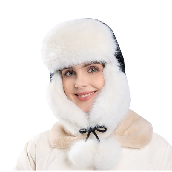 Caywon Women's Ear Protection Beanie Hat Winter Thickened Outdoor Ski Windproof Large Head Circumference Cold Proof Warm Hat Suitable for Skiing Hiking​