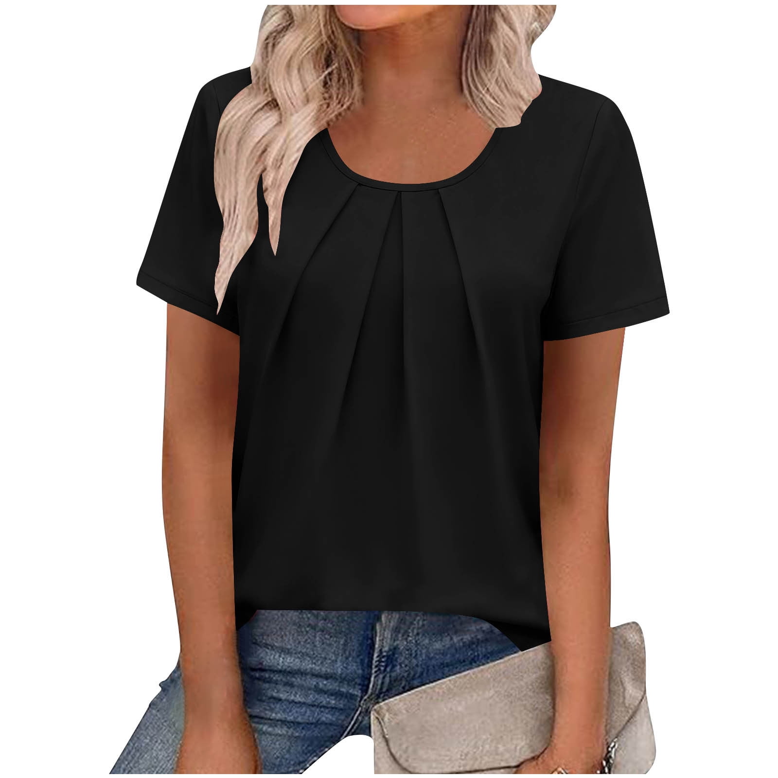 Caywon Women's Fashion Casual Round Neck Short Sleeve T Shirt with ...